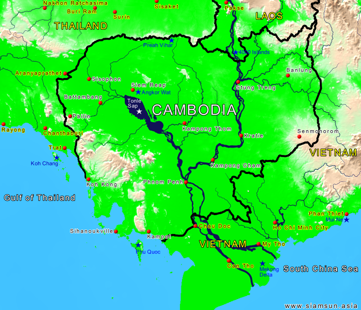 Landkarte Kambodscha - Siam Sun Tours